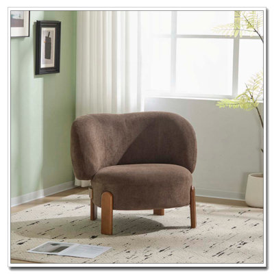 Fauteuil à oreilles Cozy - Boucle / Chenille - Pieds en bois massif