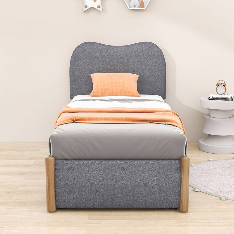 Lit plateforme tapissier Labath, gris, Simple