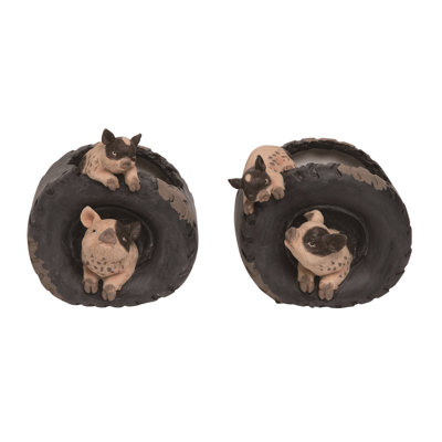 Resin Pigs in Tire Planter Set of 2 Spring Home Decorations