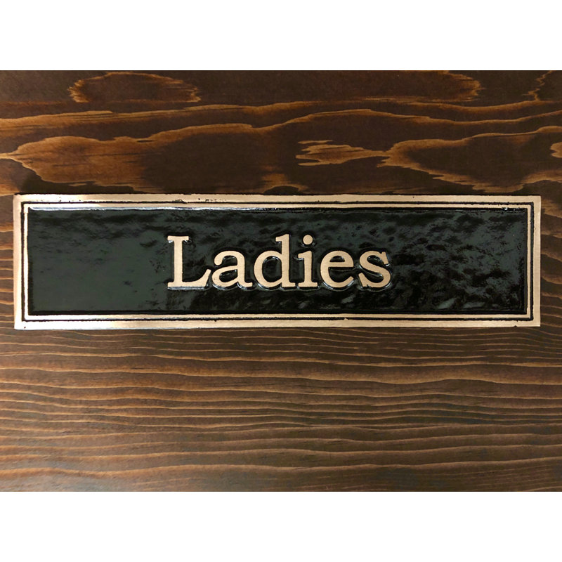 Enseigne à toilettes ladies Contemporary, Noir / or