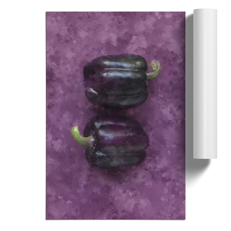 Purple Bell Peppers Painting - Frameless Print, 42cm H x 30cm W x 0.1cm D