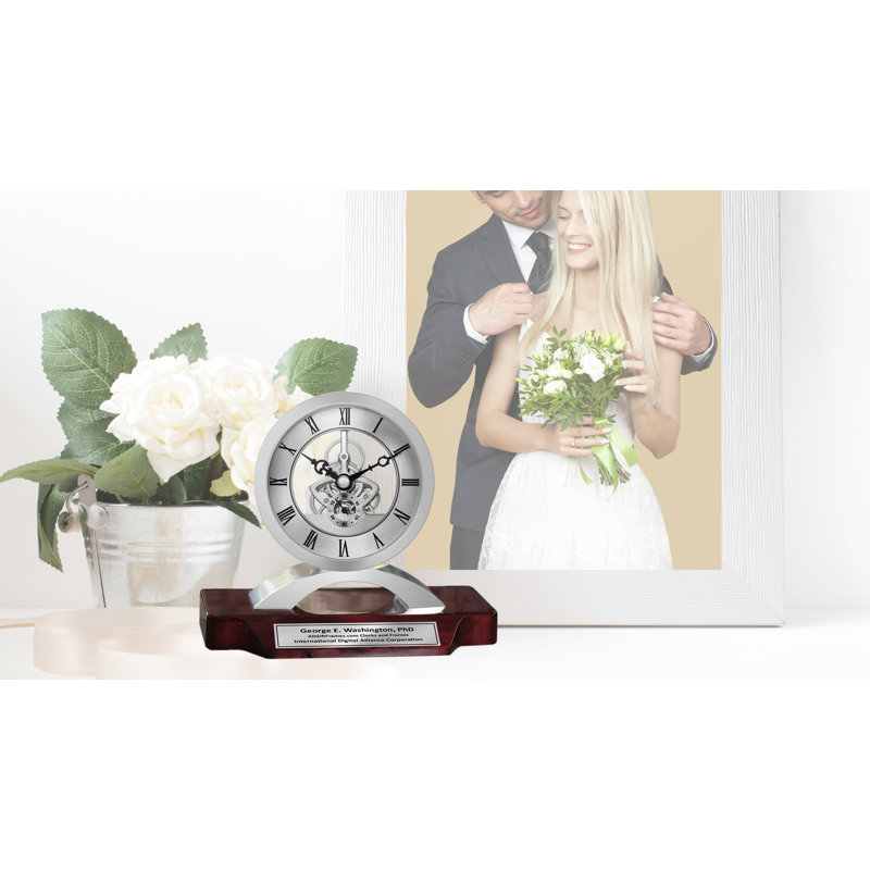 Horloge de bureau en argent personnalisée, Oui