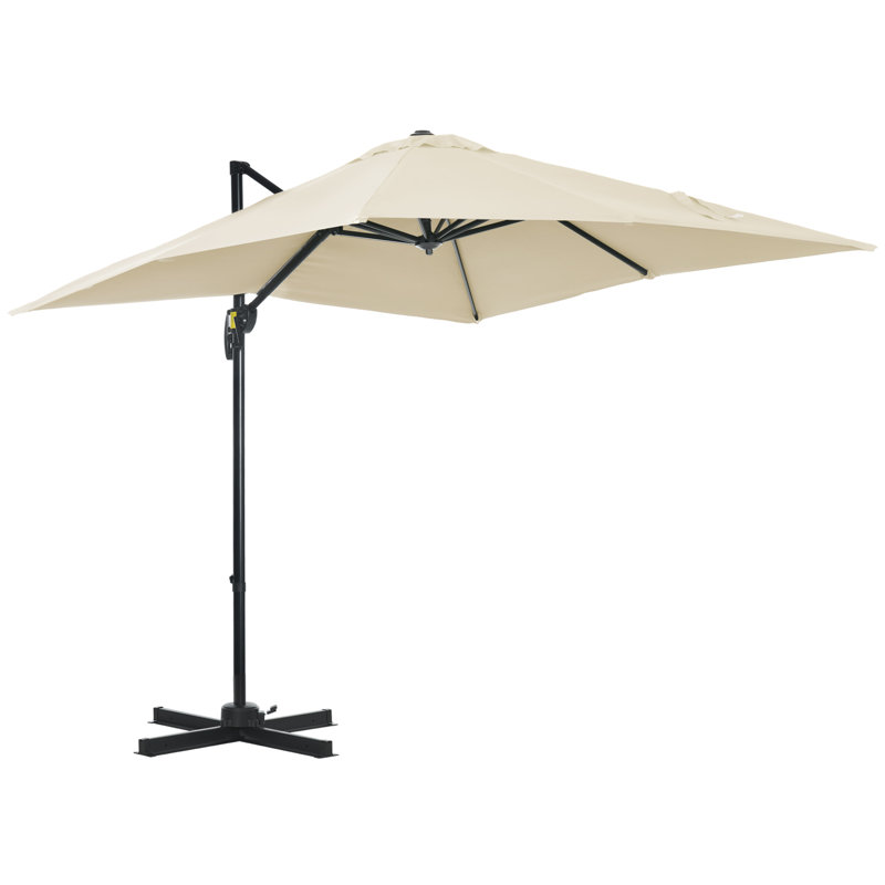 Azwa 2.5 x 2.5m Patio Offset Parasol Cantilever Umbrella Cream White