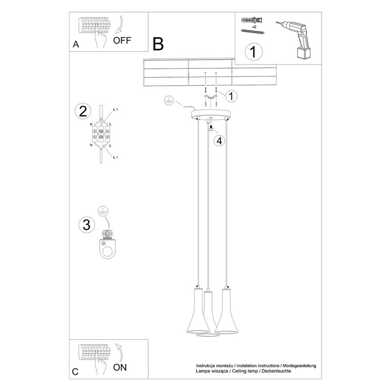 Boff 3 - Light Satin Black Pendant