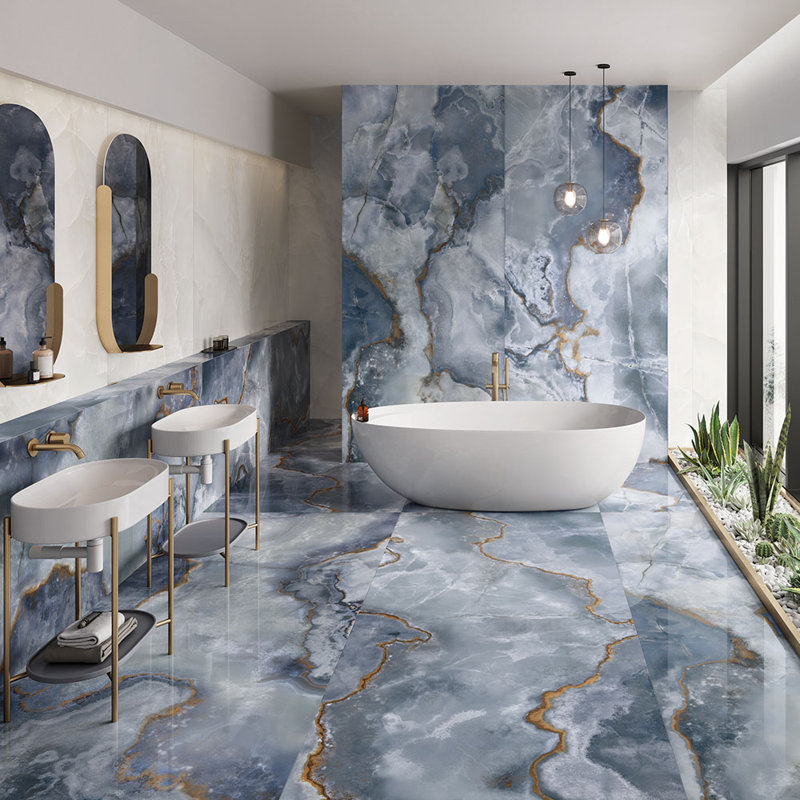 Carreau en porcelaine bleu mat Eclipse Onyx 24X48, Bleu