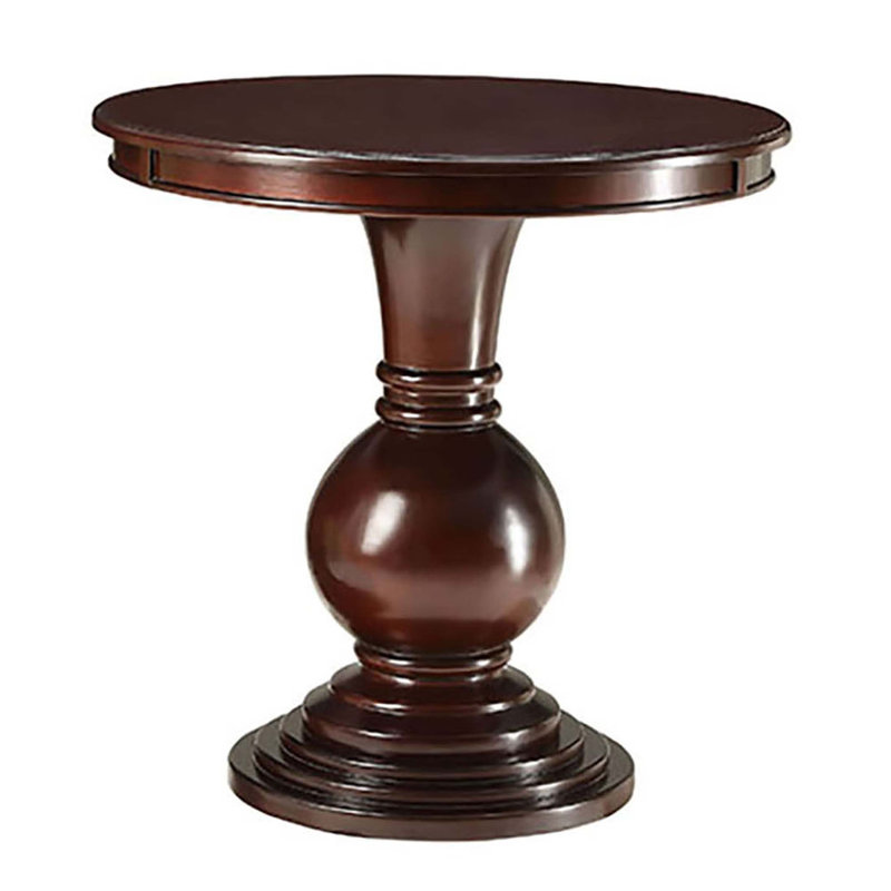 Espresso Accent Table with Pedestal Base