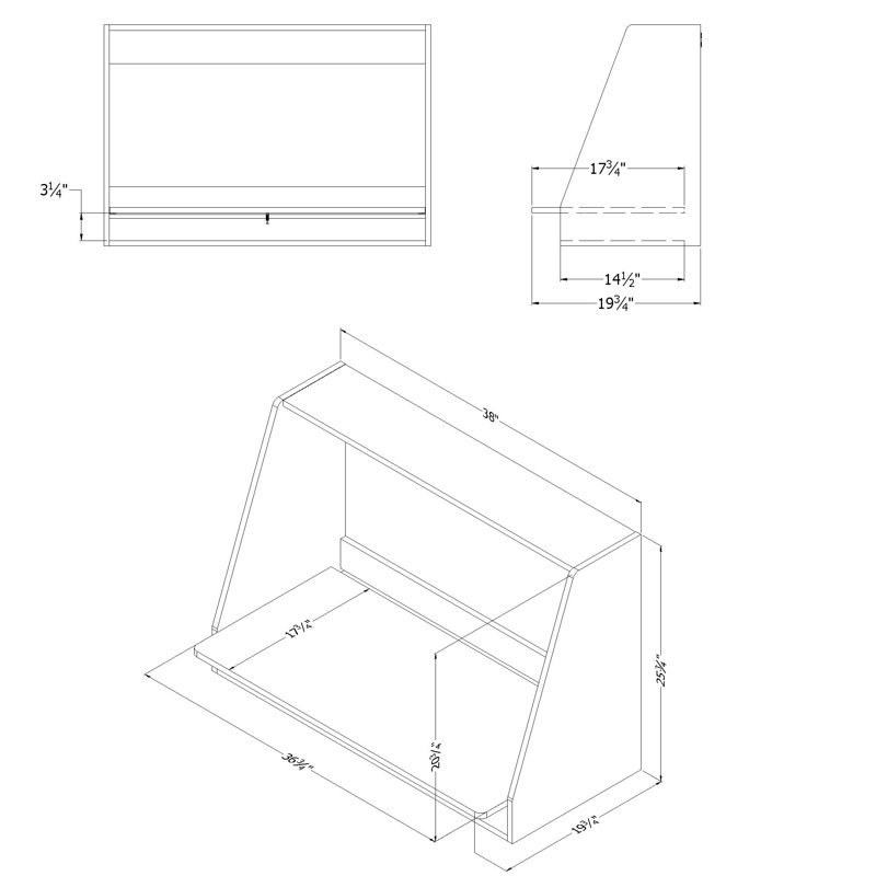 Pure White Wall Mounted Floating Desk with Open Storage Shelf