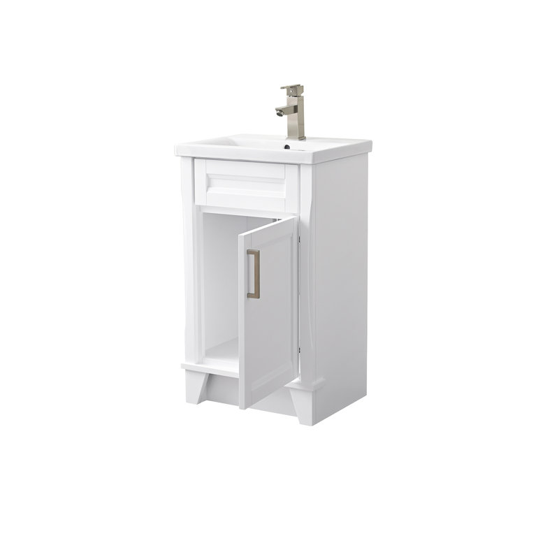 Amberlynne 20.38'' Single Bathroom Vanity with Ceramic Top, White
