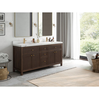 Sonoma Teak 72 In. W X 22 In. D Double Sink Bathroom Vanity In Dark Walnut