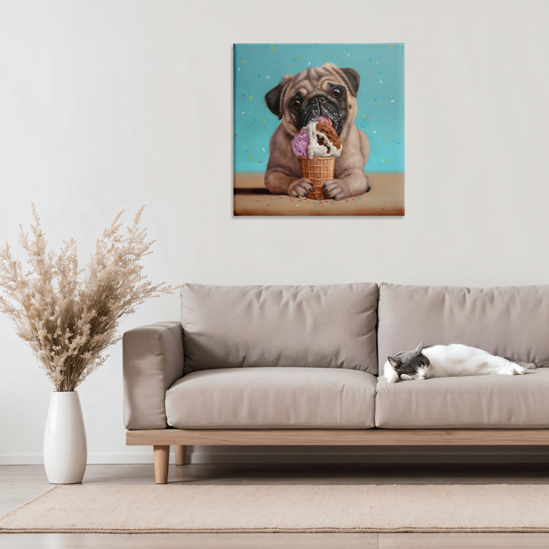 Crème glacée et toile pour chien Neapawlitan, design par Lucia Heffernan, H 24 po x l 24 po