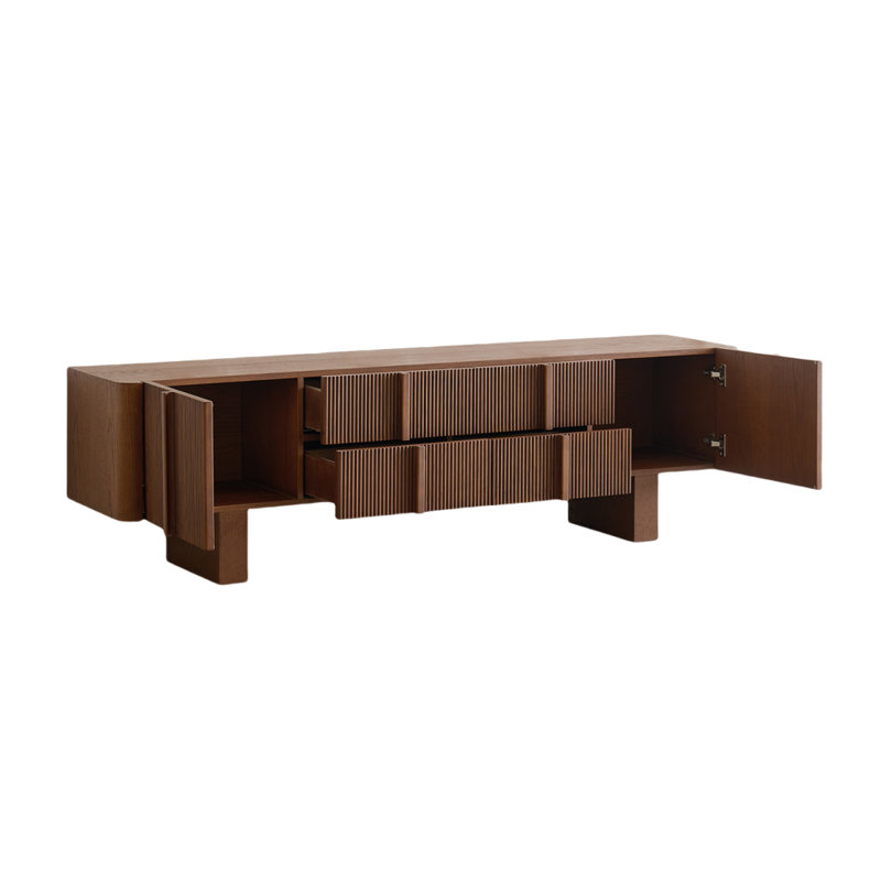 Creative Solid Wood TV Stand, 22.44"H x 86.61"L x 17.91"W