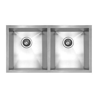 Pekoe® 35 x 18-Inch Stainless Steel Undermount Double-Bowl Kitchen Sink