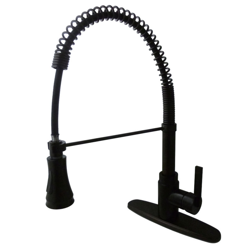 Kingston Brass Continental Single-Handle 1-or-3 Hole Deck Mount Pre-Rinse Kitchen Faucet, Oil Rubbed Bronze