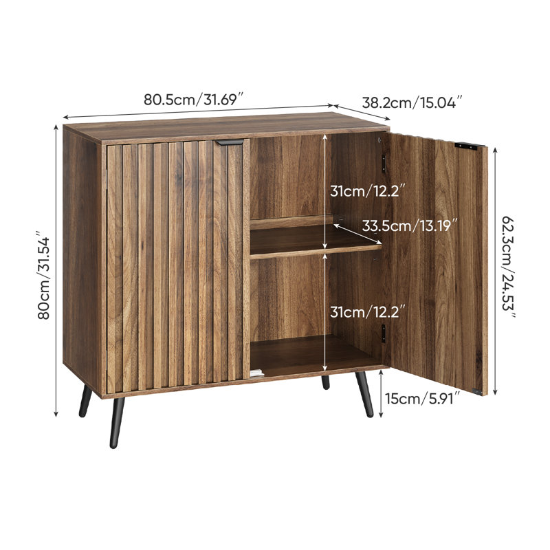 Solid Wood Rectangle Accent Cabinet, Walnut