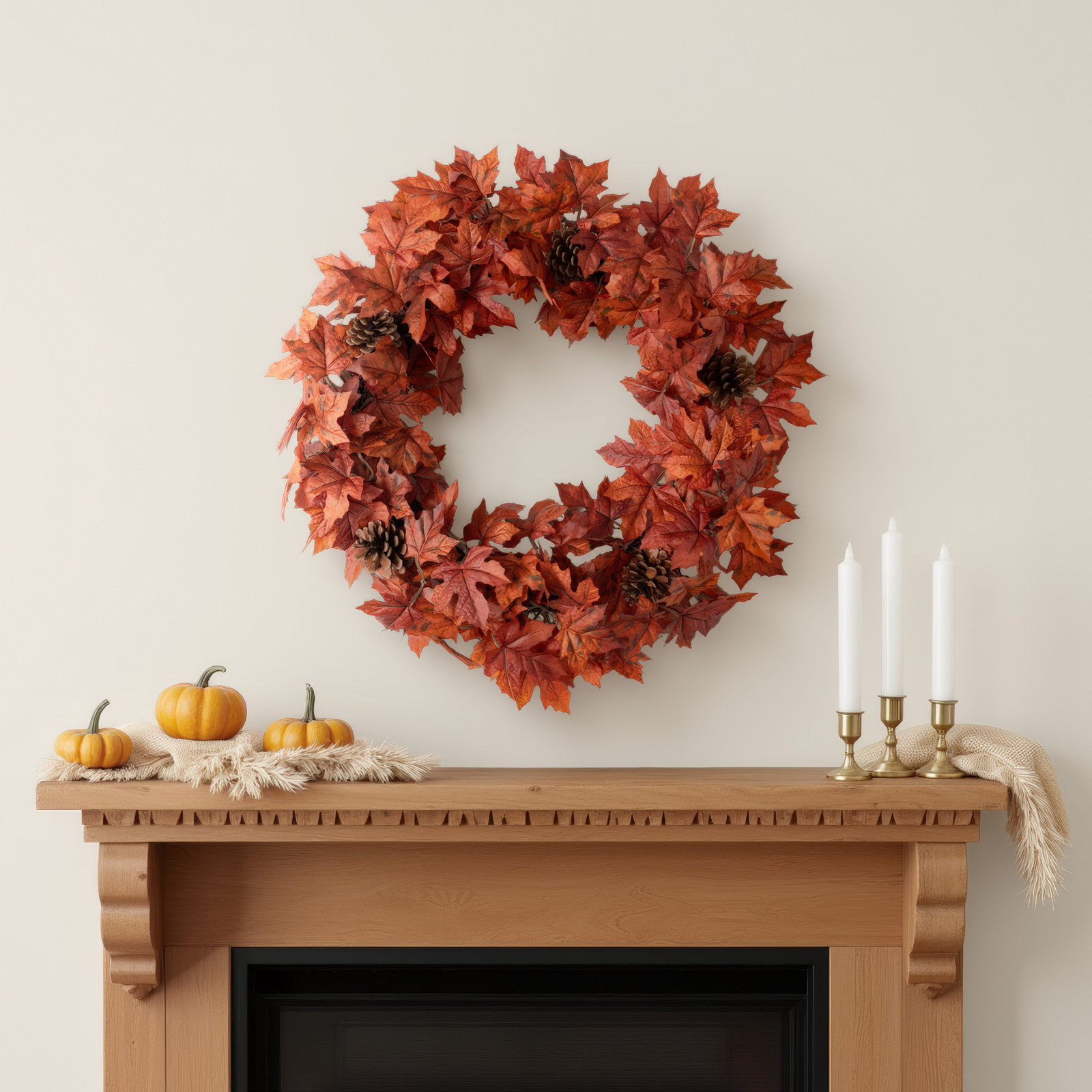 24.5'' Thanksgiving Faux Maple Polyester Wreath