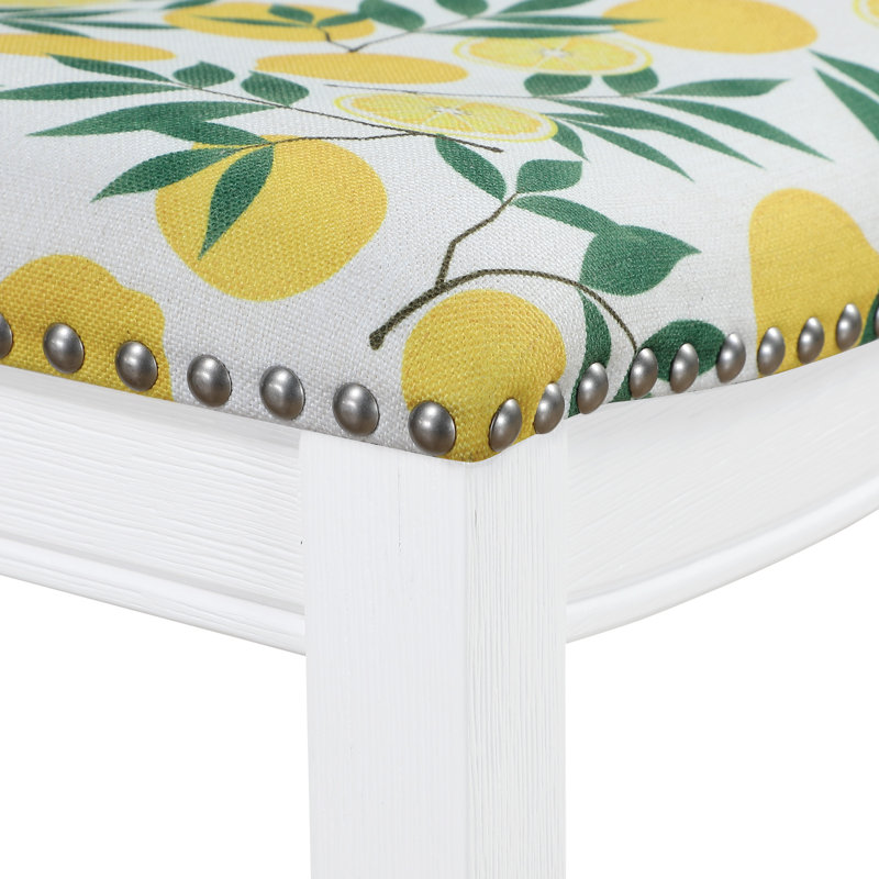 Tabouret de bar et de comptoir Clewiston, Tabouret de comptoir (assise de 24,75 po de hauteu, Citrons, Blanc