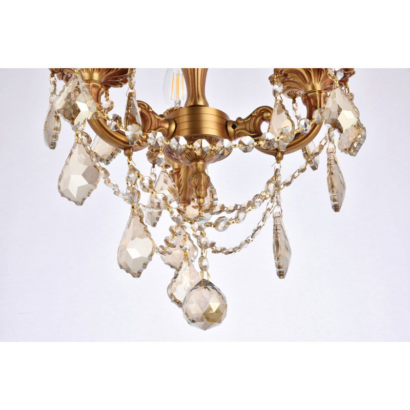 Cristal taillé royal français Rosalia, Or français, H 14 po x l 13 po x P 13 po, 3 lumières