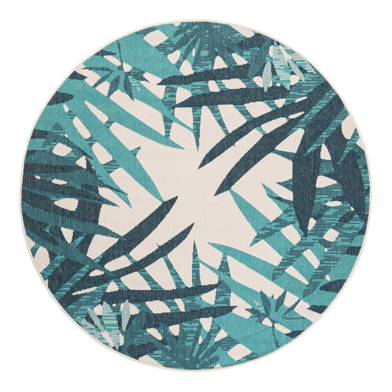 Indoor/Outdoor Botanical Area Rug, Round 6'1"