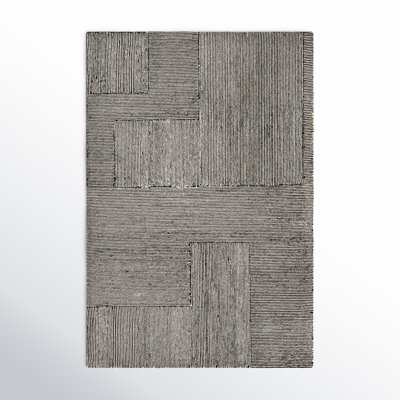 Peeta Geometric Hand-Tufted Wool Black/Ivory Area Rug