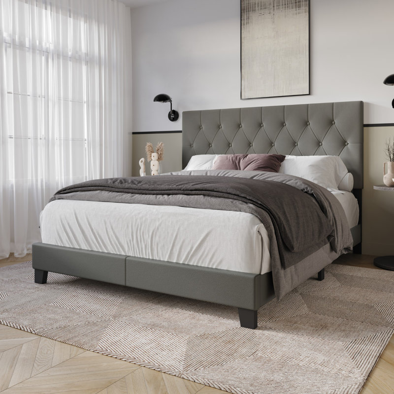 Araseli Upholstered Standard Bed, Queen, Gray