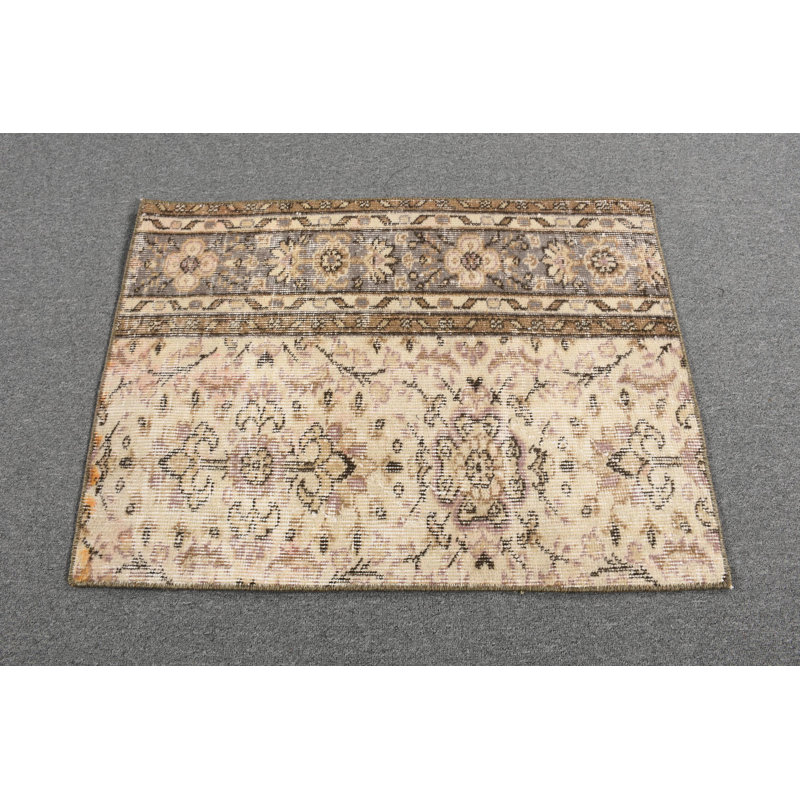 Tapis turc rétro Boho Oushak pour la décoration de salon de style tapis beige fait à la main