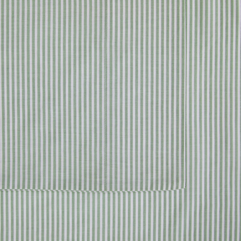 Brooklyn Loom Pinstripe Sheet Set, White/Sage Green, Full