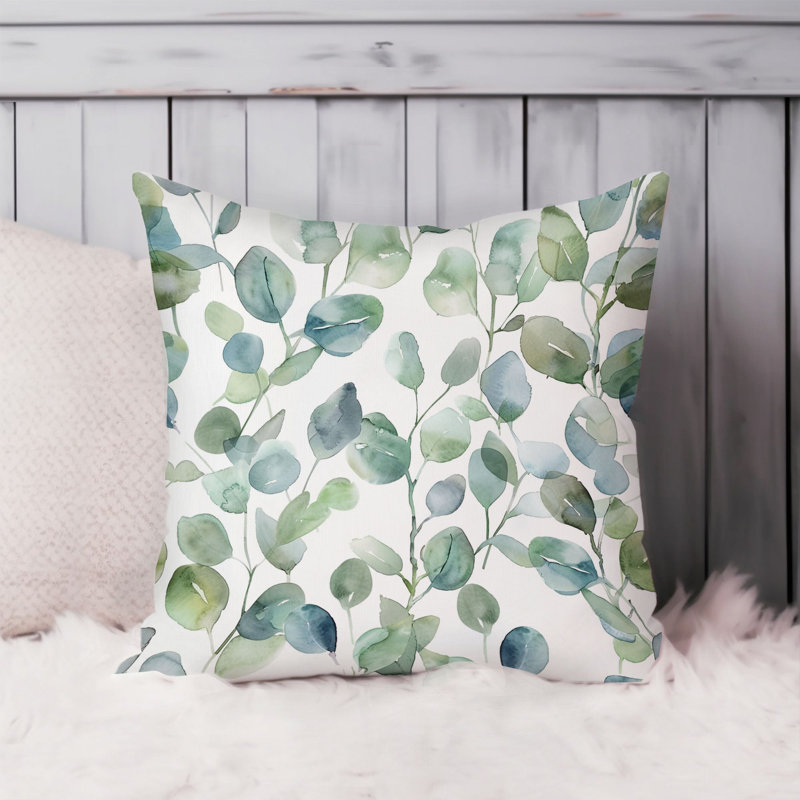 Botanical Eucalyptus Leaves Pattern IV Pillow Cover, 20"H x 20"W