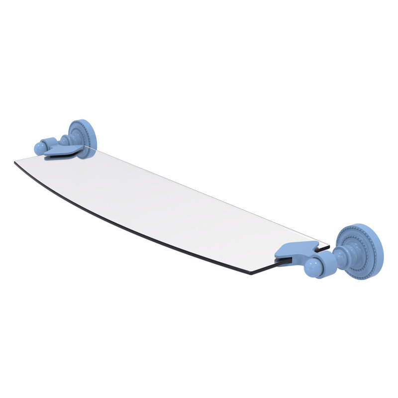 Tablette en verre de la collection Dottingham, H 2,25 po x l 18 po x P 5 po, Bleu troll plat