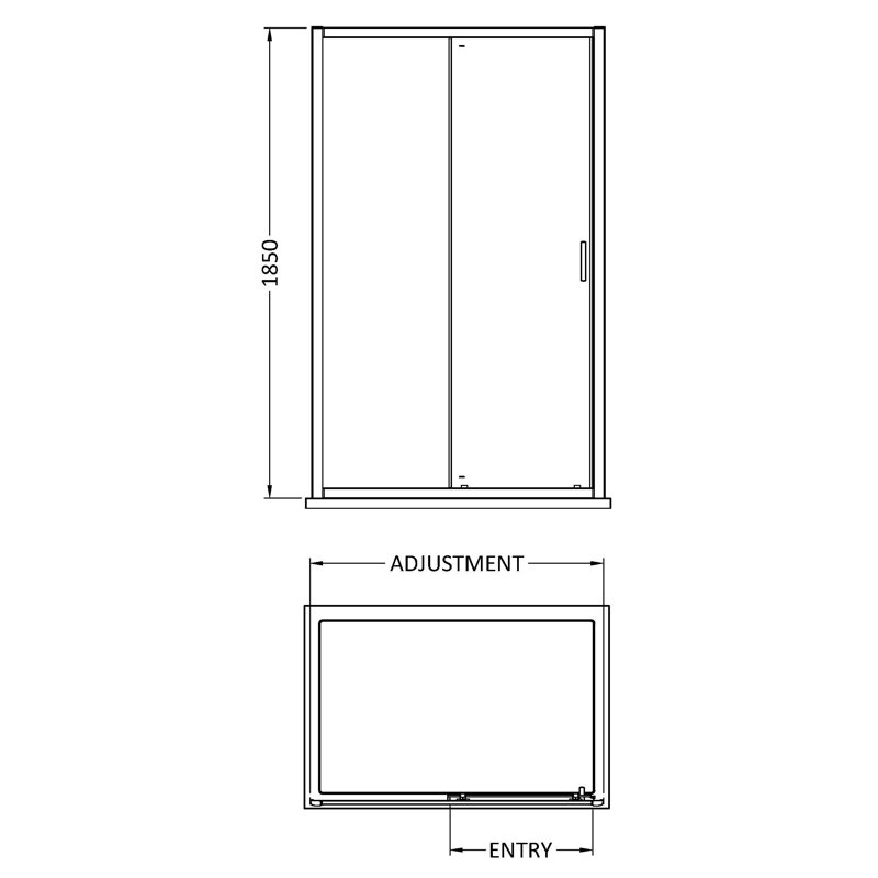 Rene 1850mm H Single Added Framed Shower Door with Clear Glass, 1,395mm