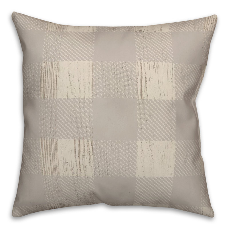 Checkered Throw Pillow, Light Gray