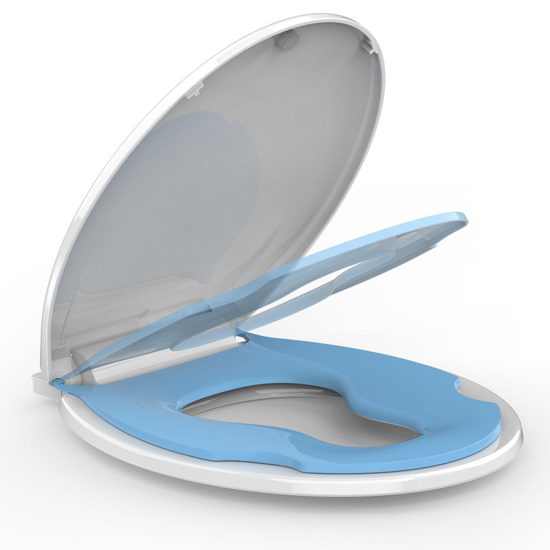 Toilet Seat Round,Toilet Seat With Toddler Seat Built In, Potty Training Toilet Seat Round Fits Both Adult And Child, Blue
