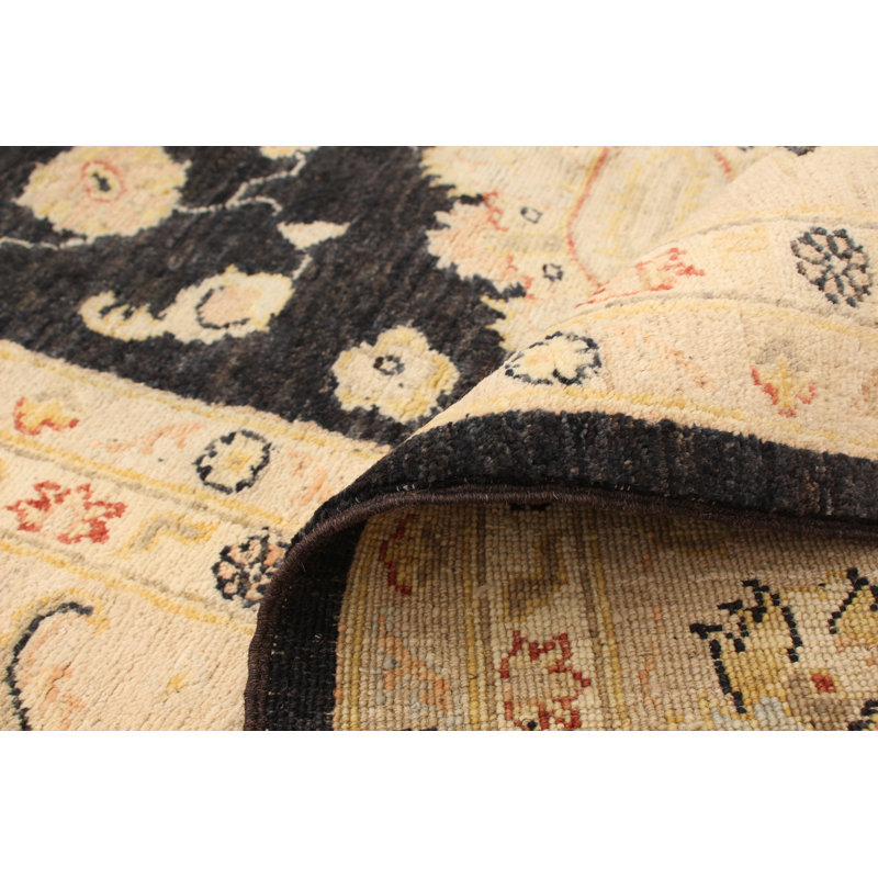 Tapis de bois one-of-kind-noué la 2010 chobi crème/bleu marine 8 pi 2 po x 9 pi en laine de 10 po Latifa