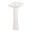 20" Point Roberts 27.13" Tall White Porcelain Corner Pedestal/Wall Bathroom Sink with Overflow