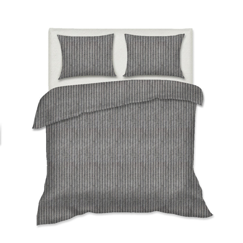 Ensemble de housse de couette 100% coton Davender, Housse de couette très grand + 2 taies d'oreiller, Noir
