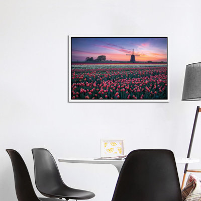 Windmill And Tulips by Dick Van Duijn - Print on Canvas
