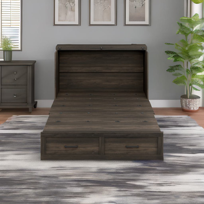 Lit armoire Murphy, gris, Double