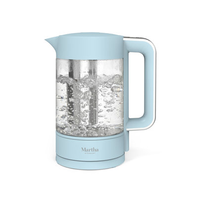 Martha Stewart 7 Cup Electric Kettle with Tea Infuser, Sky