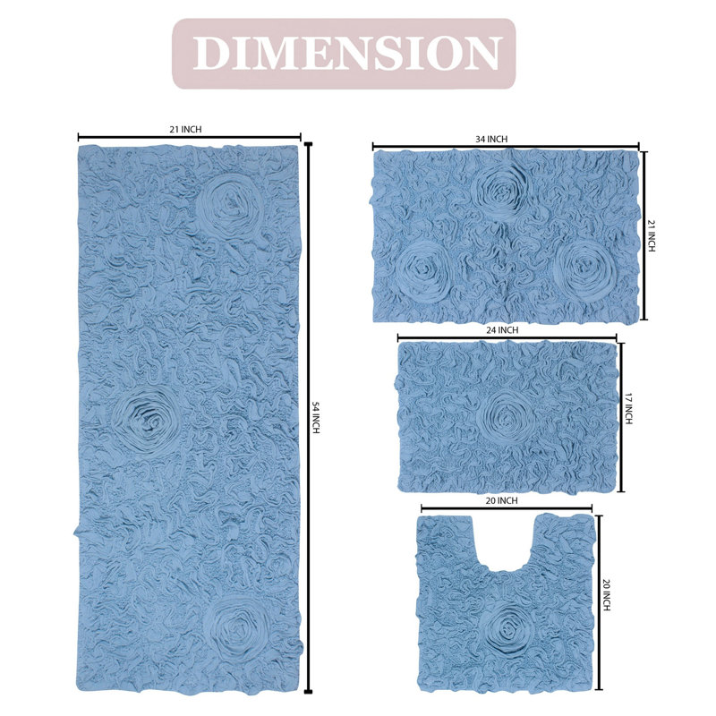 Ensemble de tapis pour salle de bain et tapis de contour antidérapants Freida, Bleu ciel