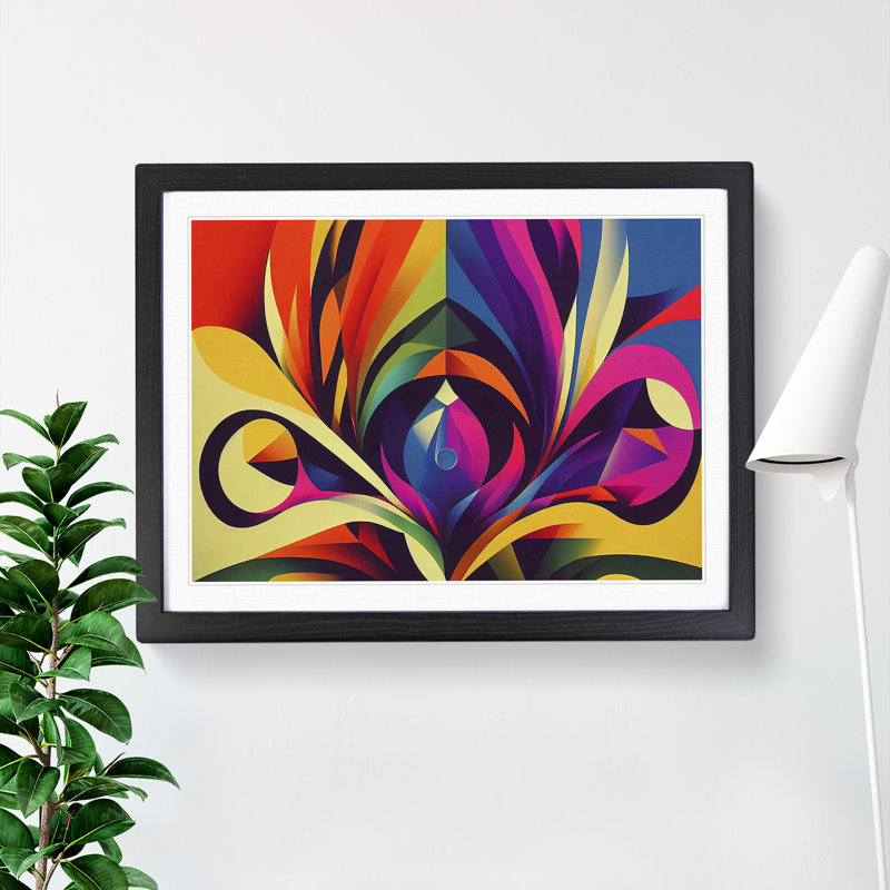 Cosmopolitan Abstract - Single Picture Frame Print, 46cm H x 64cm W x 2cm D, Black