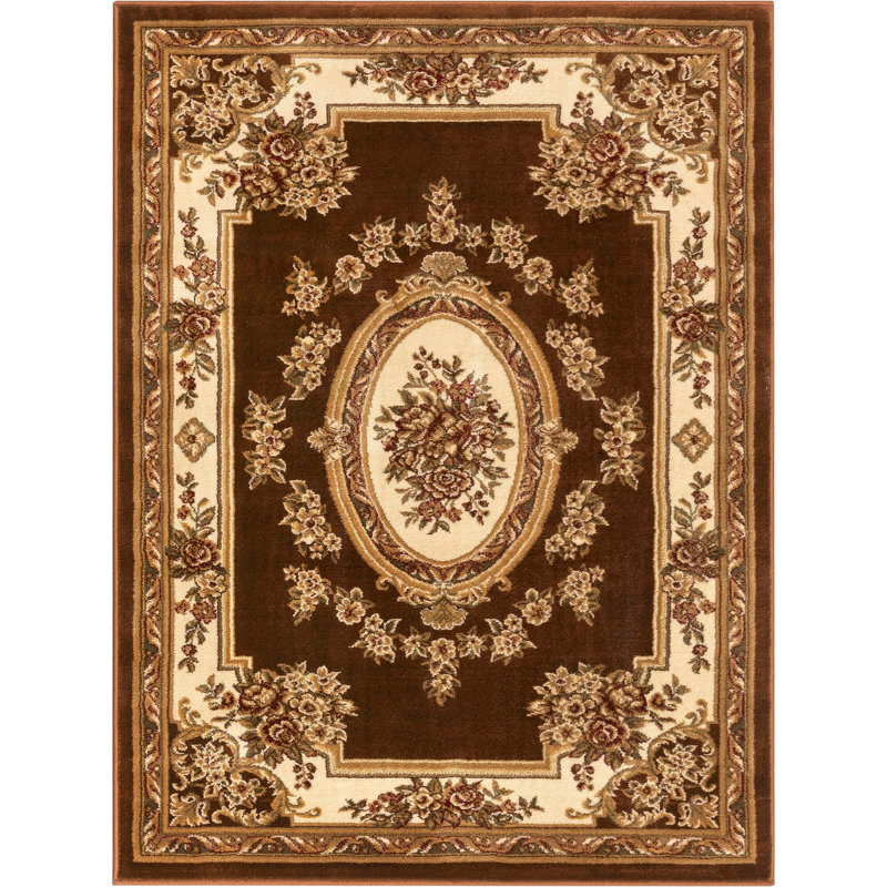 Tapis à motif médaillon Fiecke, Rectangle 3 pi 11 po x 5 pi 3 po