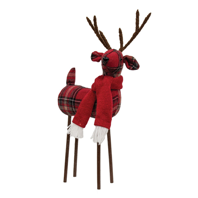 Cerf de Noël à carreaux debout