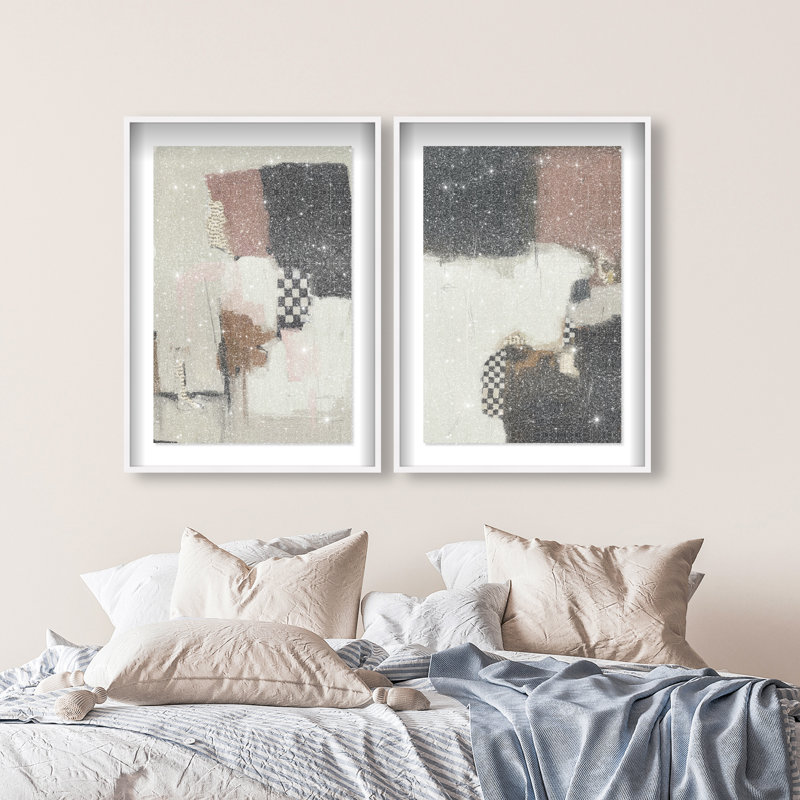 Longing Set Shadowbox Abstract Print by Oliver Gal, Black Frame, 10 x 15, 31.5"H x 46.5"W, White Shadowbox