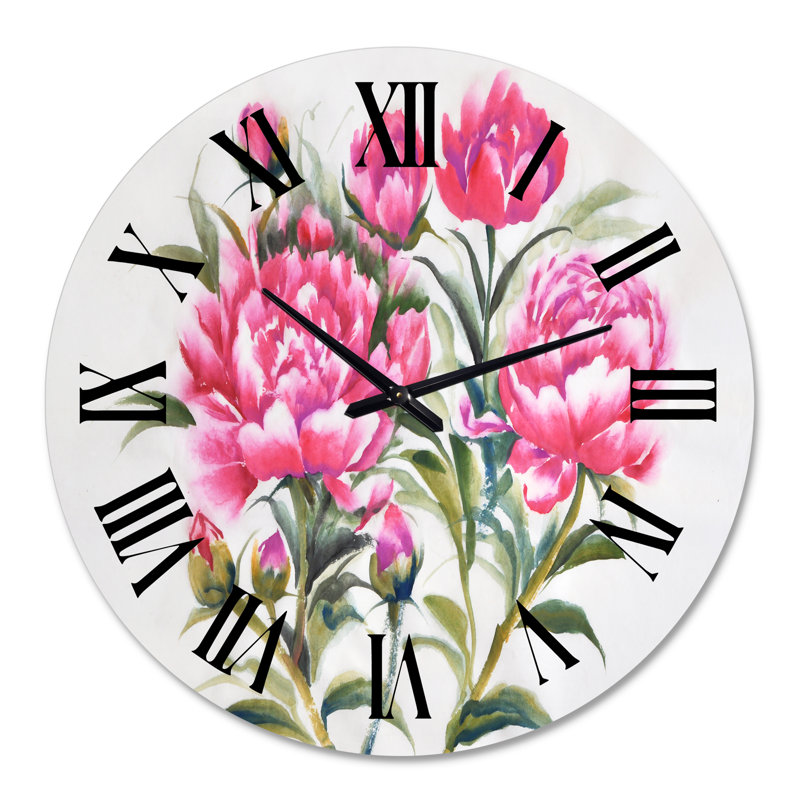 Mauve pivoines - Horloge murale traditionnelle, Surdimensionné