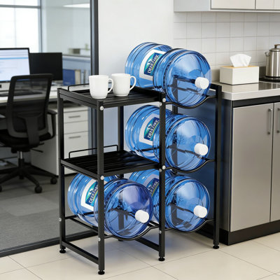 Heavy Duty 3-Tier Water Jug Holder Stand With Storage Shelves, 300LBS Capacity 5 Gallon Water Bottle Rack And Dispenser Stand For Home, Kitchen, Office, Gym