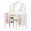Coiffeuse de maquillage à trois volets avec tabouret, éclairage et station de charge-433209305