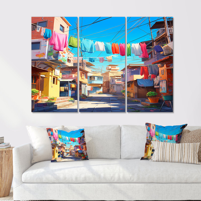 Verdell - ensemble d'art mural «City Buildings», Toile tendue, H 28 po x l 36 po x P 1 po
