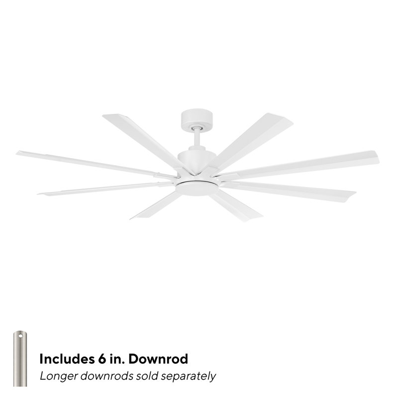 Size Matters 8-Blade Smart Ceiling Fan, Yes, Matte White, 65"