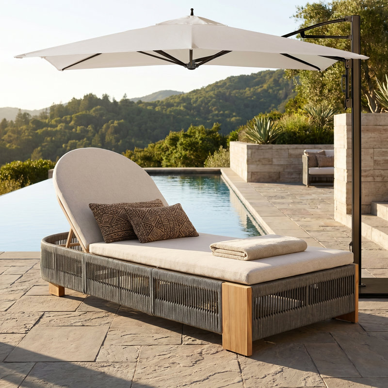 Chaise longue Corianne, Gris / teck, 1