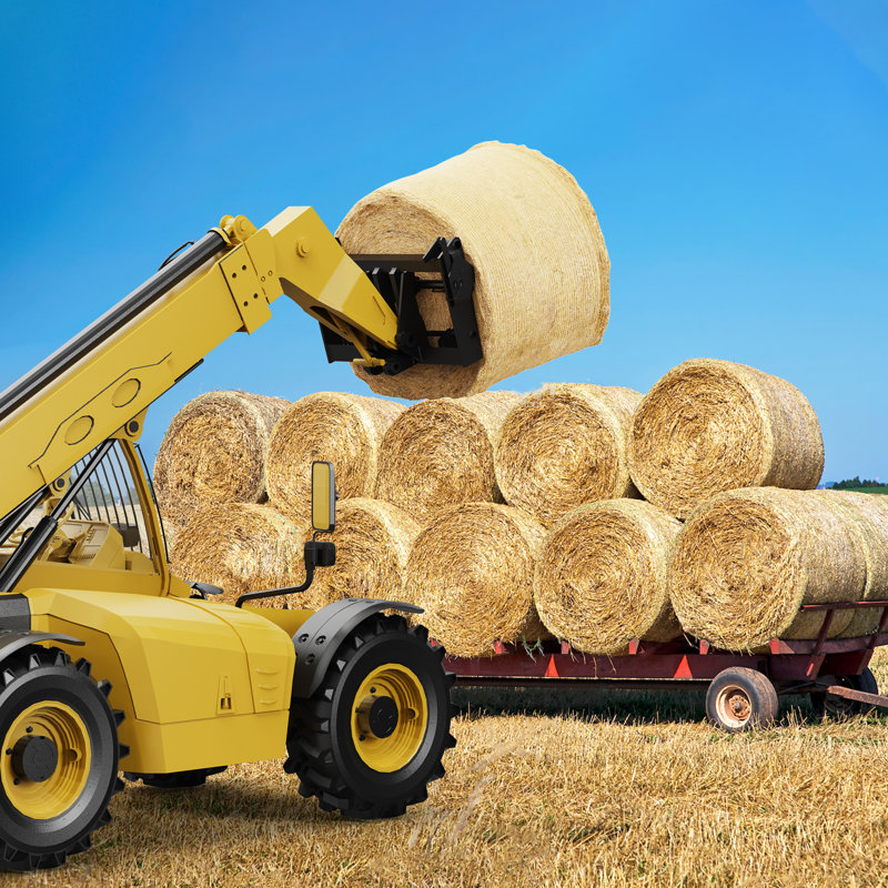 Lance à foin à fixation rapide 49 po avec 2 lances stabilisatrices, pique à balles d'une capacité de 4 500 lb avec écrou hexagonal pour tracteurs, chargeuses, nacelles, rouge