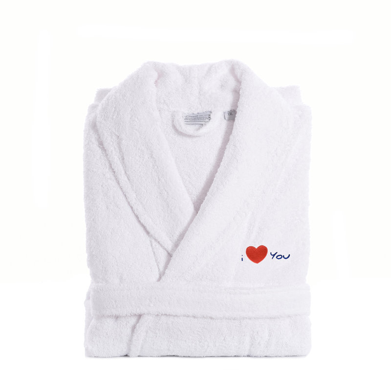 Peignoir en coton de coton turque i love you 100%, Grand / très grand, Bleu marine